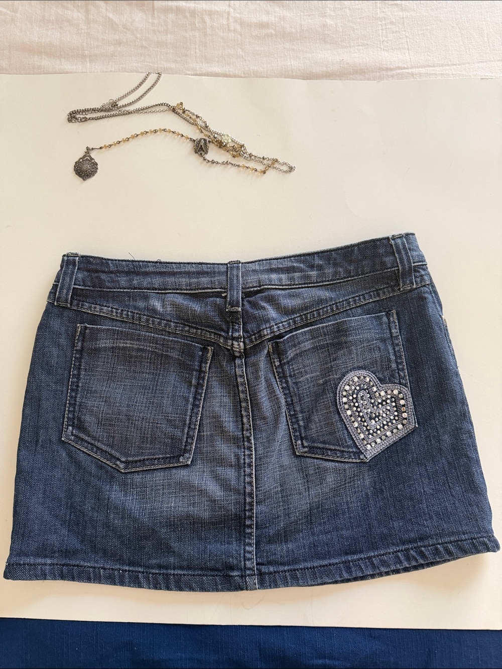 Juicy Couture Dark Blue Denim Mini Skirt, waist- 32”, Length-13”, perfect!